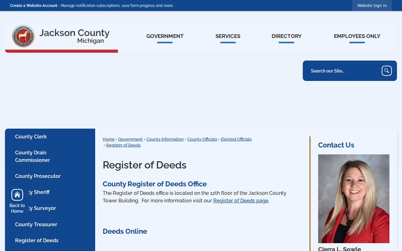 Blackman Township residents directory access at the Jackson County Register of Deeds