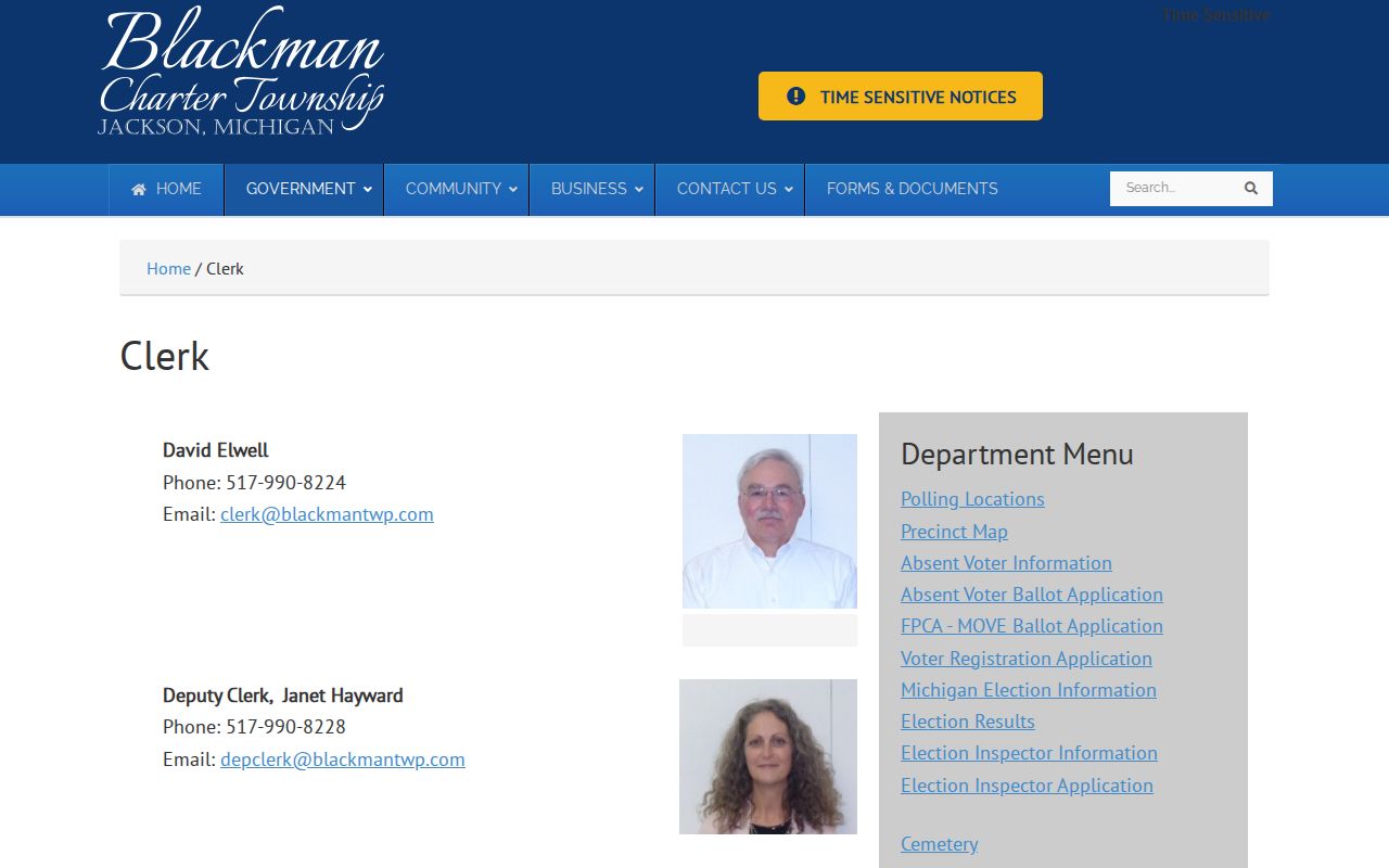 Blackman Township neighbors clerk and precinct information