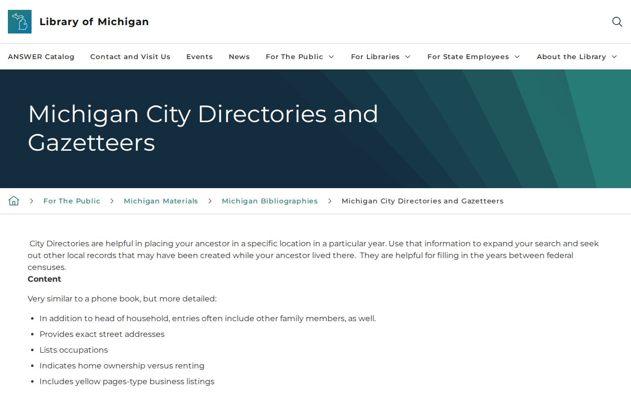 Blackman Township previous residents Library of Michigan city directory guide